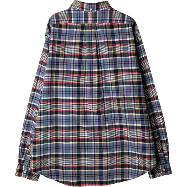 Ralph Lauren Classic Fit Long Sleeve Button Down Check Shirt Men's XL cotton Navy blue Vintage Second Hand