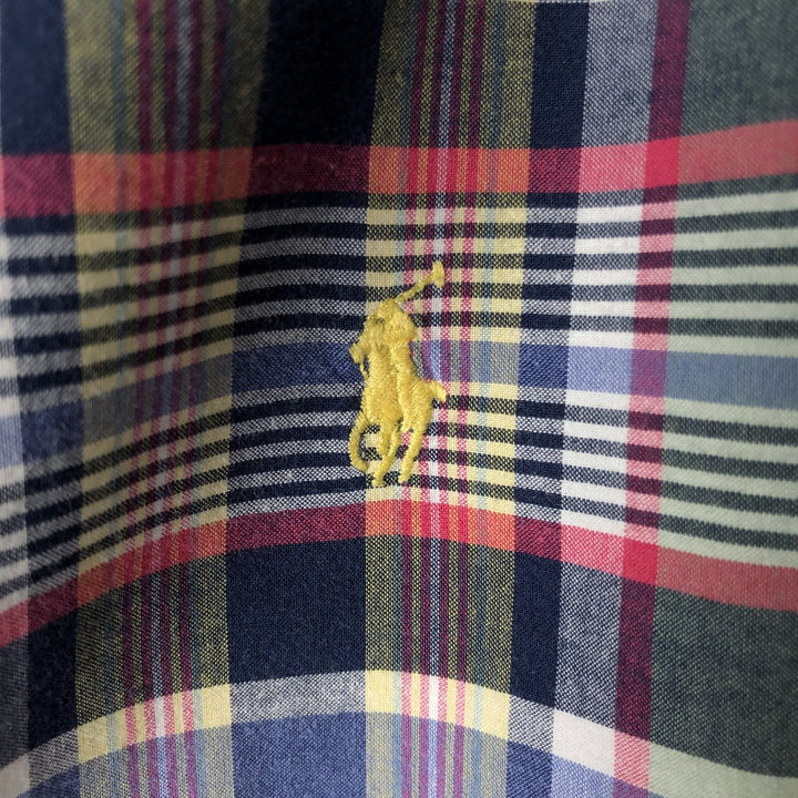 Ralph Lauren Classic Fit Long Sleeve Button Down Check Shirt Men's XL cotton Navy blue Vintage Second Hand