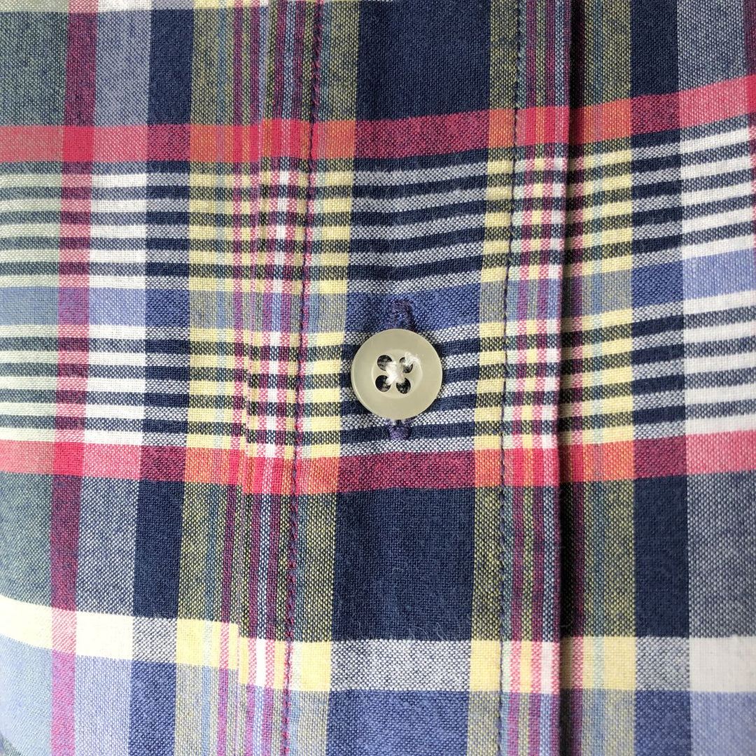 Ralph Lauren Classic Fit Long Sleeve Button Down Check Shirt Men's XL cotton Navy blue Vintage Second Hand