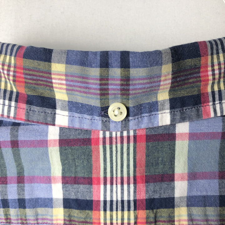 Ralph Lauren Classic Fit Long Sleeve Button Down Check Shirt Men's XL cotton Navy blue Vintage Second Hand