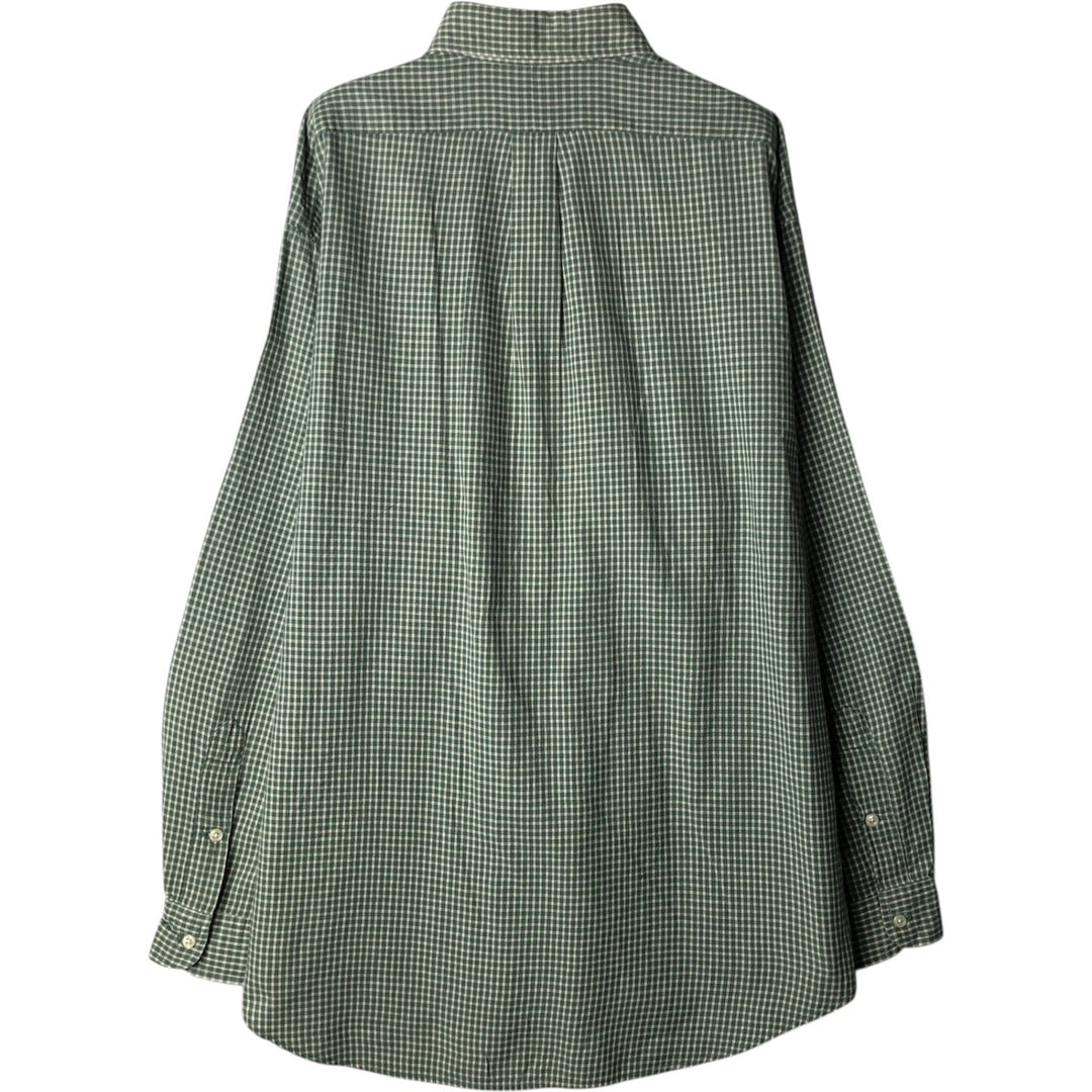 Ralph Lauren BLAKE Gingham Check Long Sleeve Button-Down Check Shirt, Men's Size L cotton Khaki type sage green Vintage Second Hand