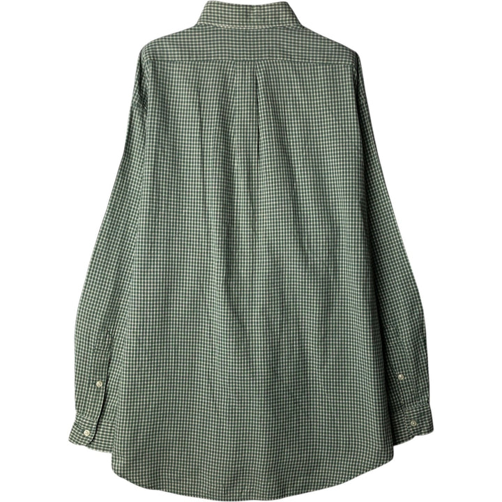 Ralph Lauren BLAKE Gingham Check Long Sleeve Button-Down Check Shirt, Men's Size L cotton Khaki type sage green Vintage Second Hand