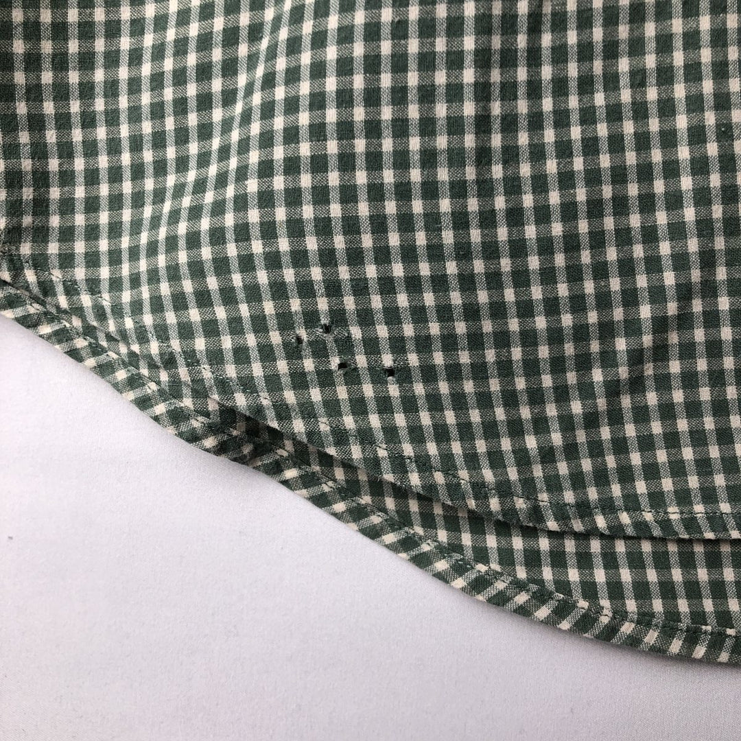 Ralph Lauren BLAKE Gingham Check Long Sleeve Button-Down Check Shirt, Men's Size L cotton Khaki type sage green Vintage Second Hand