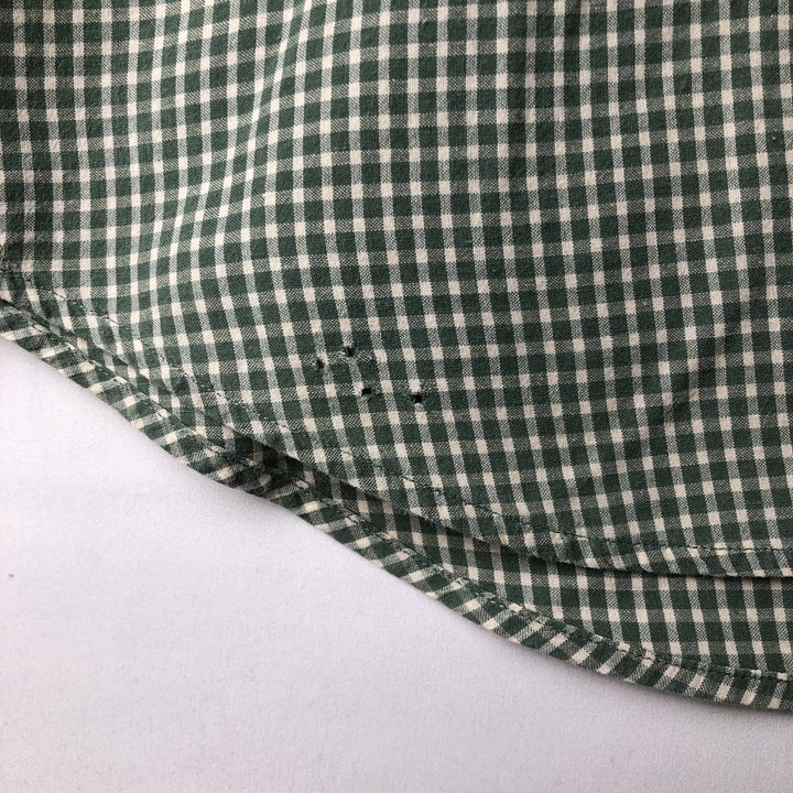 Ralph Lauren BLAKE Gingham Check Long Sleeve Button-Down Check Shirt, Men's Size L cotton Khaki type sage green Vintage Second Hand