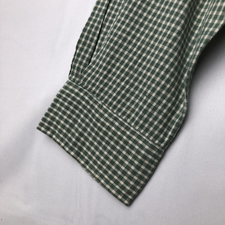 Ralph Lauren BLAKE Gingham Check Long Sleeve Button-Down Check Shirt, Men's Size L cotton Khaki type sage green Vintage Second Hand