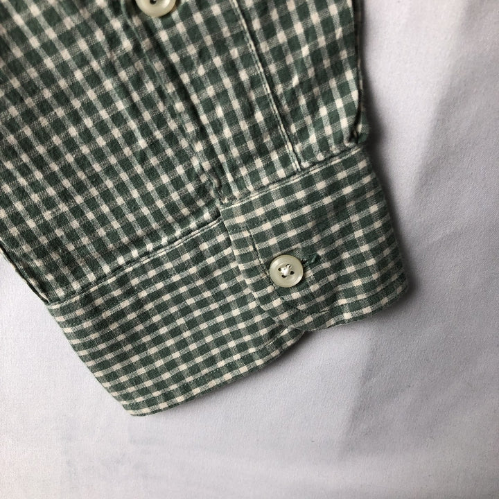 Ralph Lauren BLAKE Gingham Check Long Sleeve Button-Down Check Shirt, Men's Size L cotton Khaki type sage green Vintage Second Hand