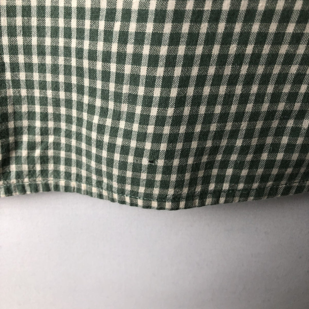Ralph Lauren BLAKE Gingham Check Long Sleeve Button-Down Check Shirt, Men's Size L cotton Khaki type sage green Vintage Second Hand
