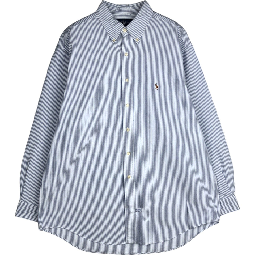 Ralph Lauren YARMOUTH Long Sleeve Button-Down Striped Shirt, Men's XL cotton blue type Vintage Second Hand