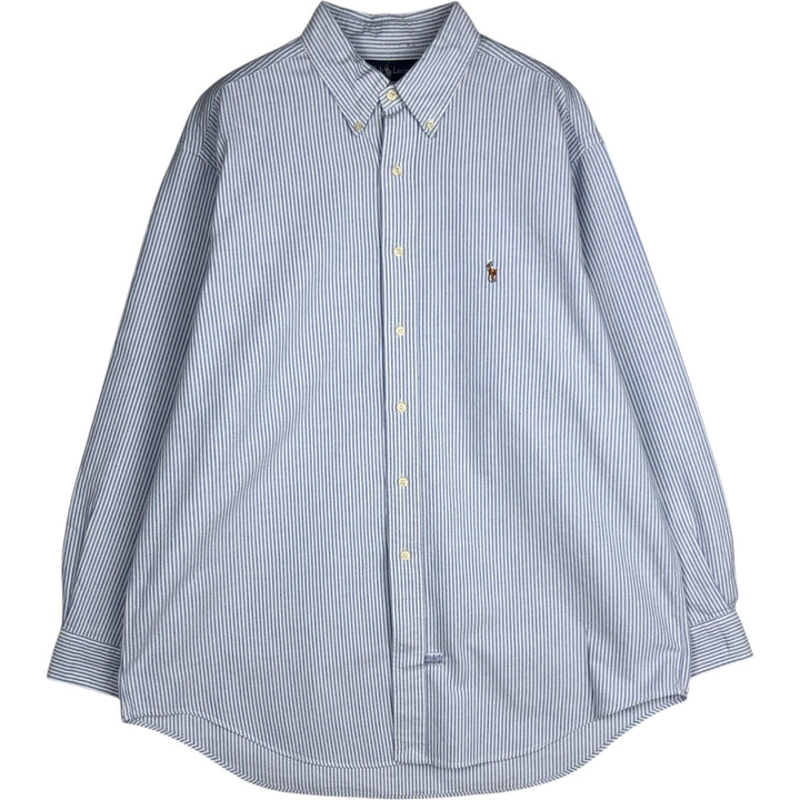 Ralph Lauren YARMOUTH Long Sleeve Button-Down Striped Shirt, Men's XL cotton blue type Vintage Second Hand