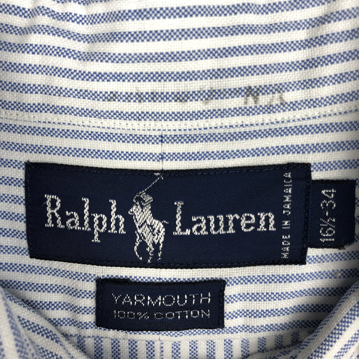 Ralph Lauren YARMOUTH Long Sleeve Button-Down Striped Shirt, Men's XL cotton blue type Vintage Second Hand
