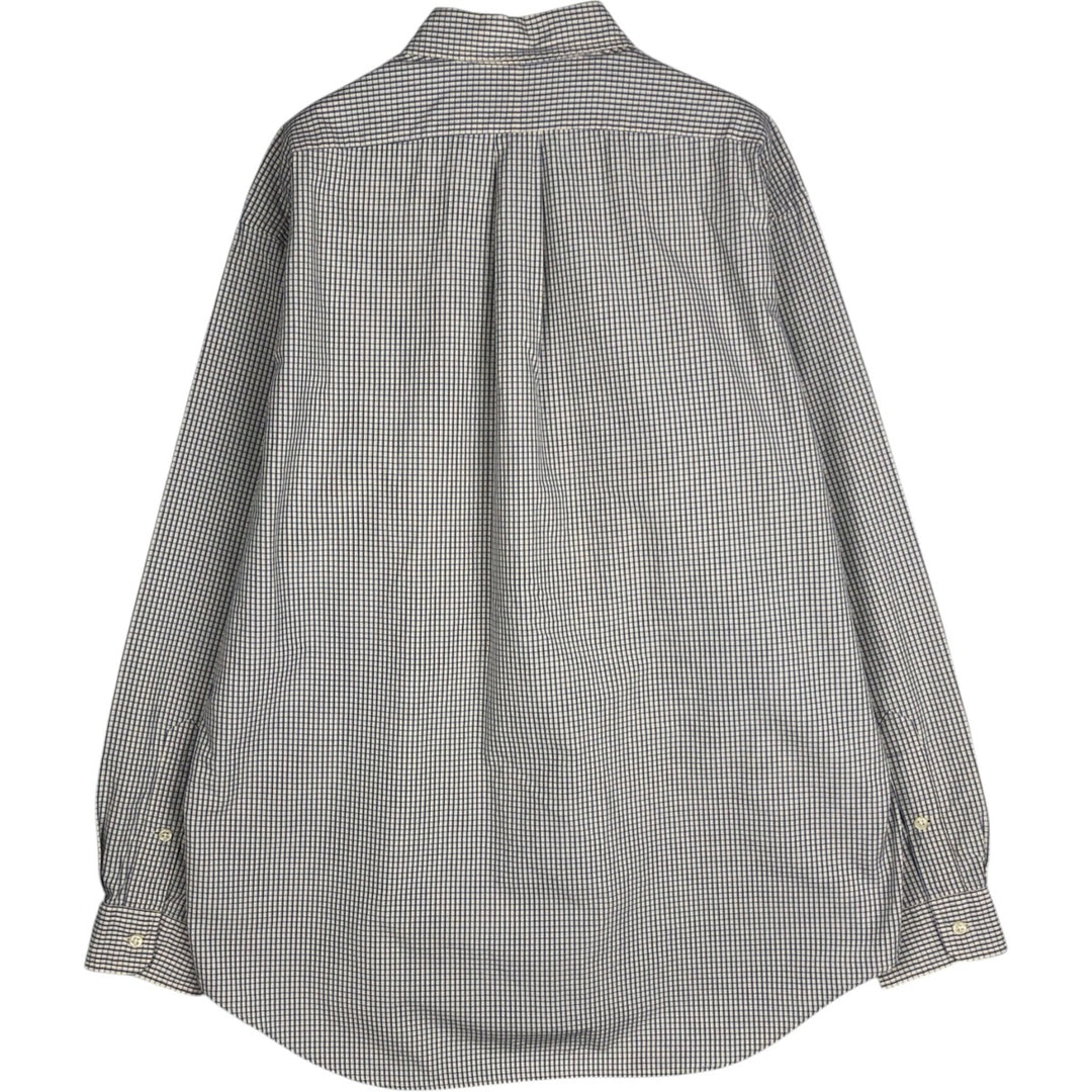 Ralph Lauren BLAKE long sleeve button down check shirt, men's size L cotton ivory Vintage Second Hand