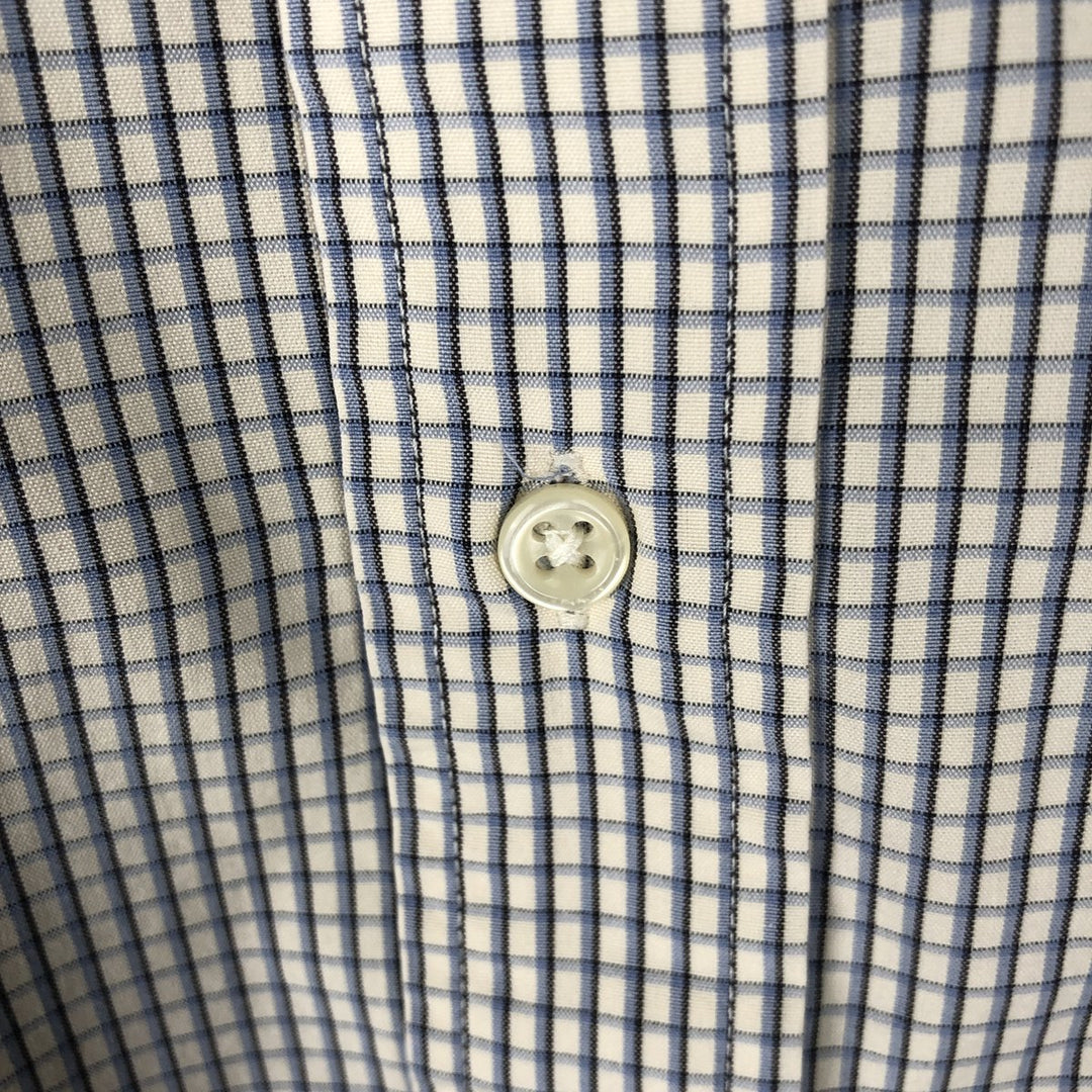 Ralph Lauren BLAKE long sleeve button down check shirt, men's size L cotton ivory Vintage Second Hand
