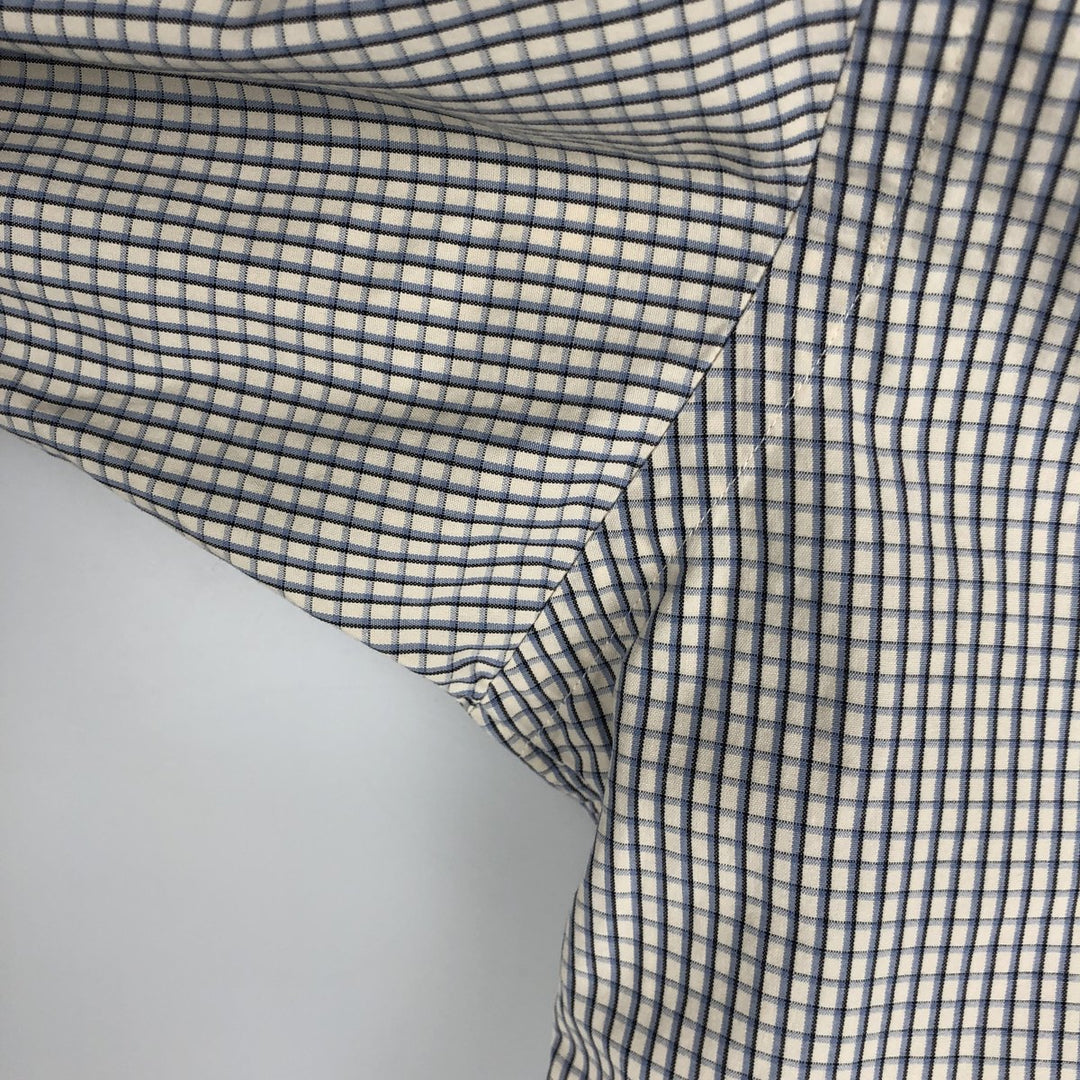 Ralph Lauren BLAKE long sleeve button down check shirt, men's size L cotton ivory Vintage Second Hand