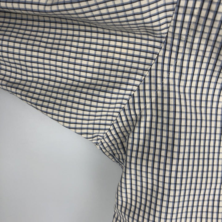 Ralph Lauren BLAKE long sleeve button down check shirt, men's size L cotton ivory Vintage Second Hand
