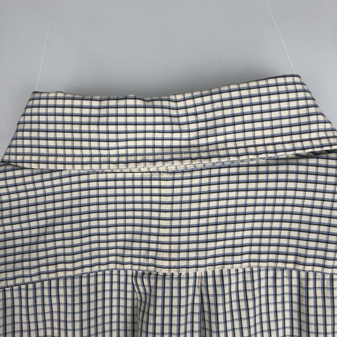 Ralph Lauren BLAKE long sleeve button down check shirt, men's size L cotton ivory Vintage Second Hand