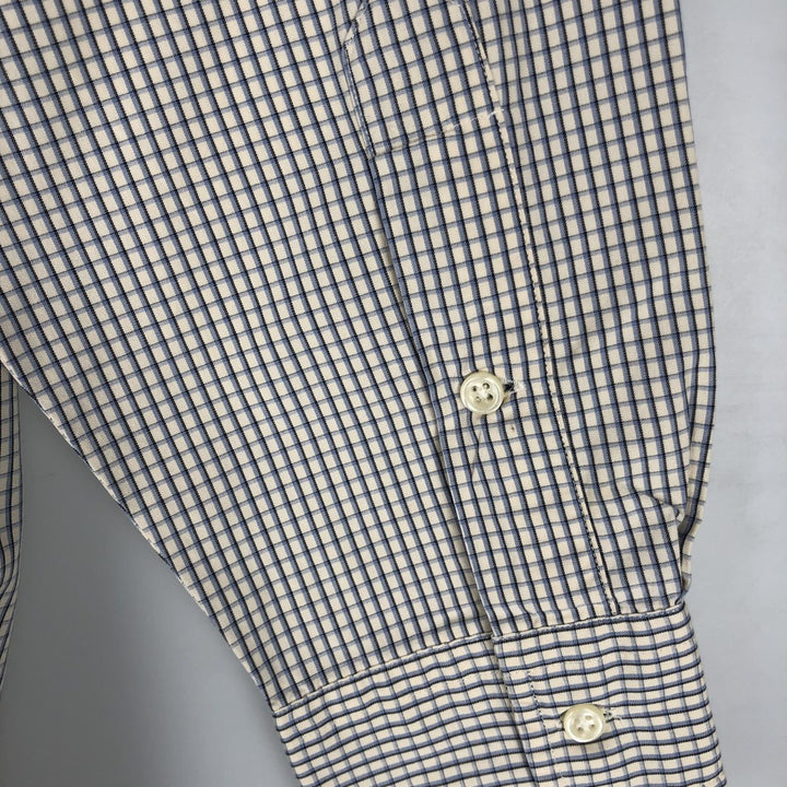Ralph Lauren BLAKE long sleeve button down check shirt, men's size L cotton ivory Vintage Second Hand