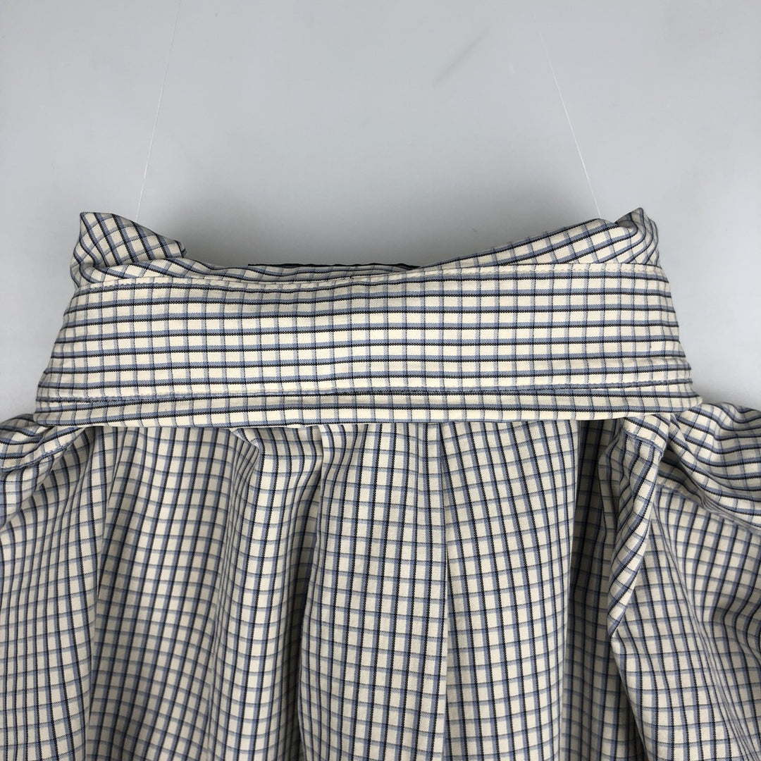 Ralph Lauren BLAKE long sleeve button down check shirt, men's size L cotton ivory Vintage Second Hand