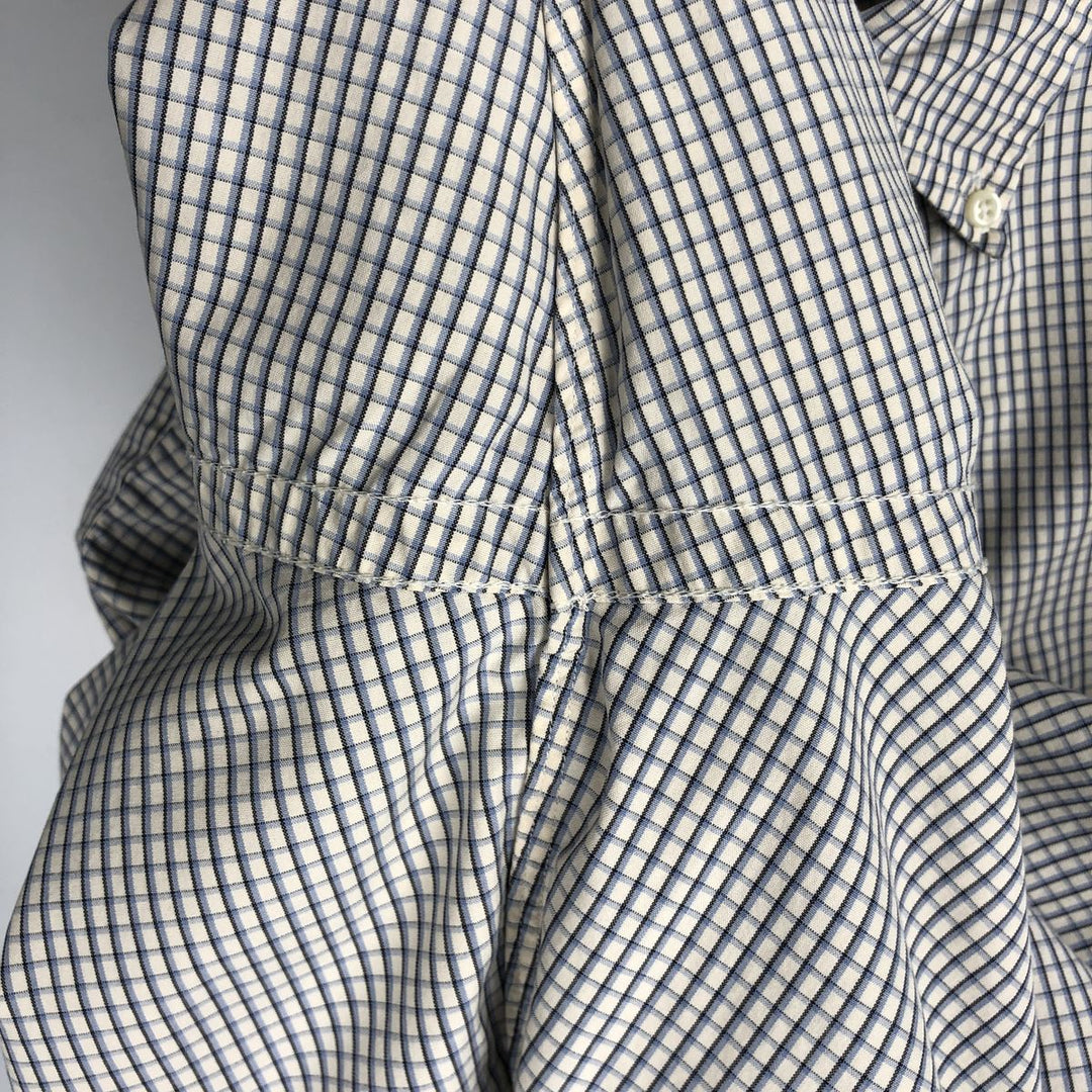 Ralph Lauren BLAKE long sleeve button down check shirt, men's size L cotton ivory Vintage Second Hand