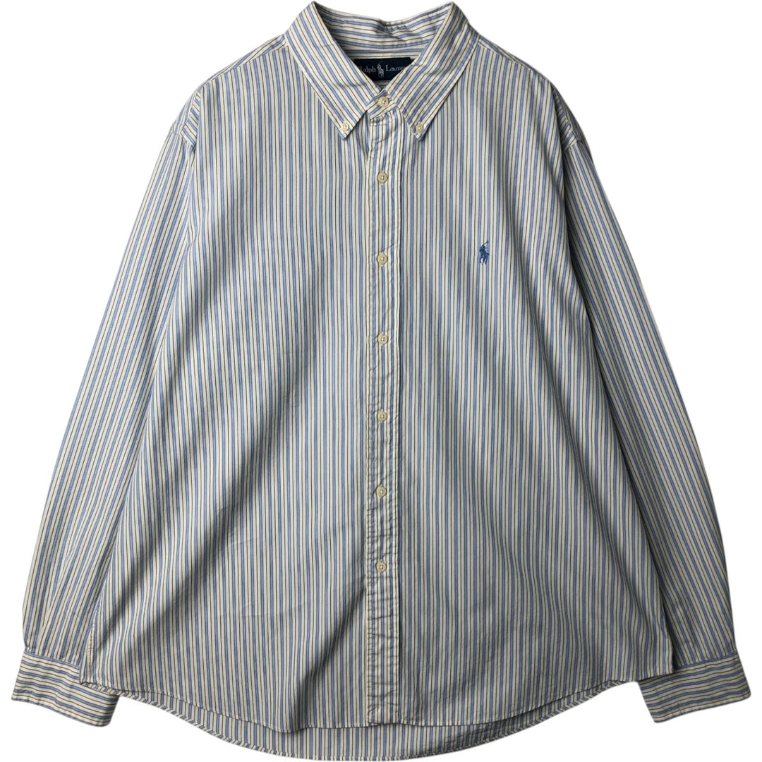Ralph Lauren Multi-stripe Long Sleeve Button-down Striped Shirt Men's XXL cotton white type Vintage Second Hand