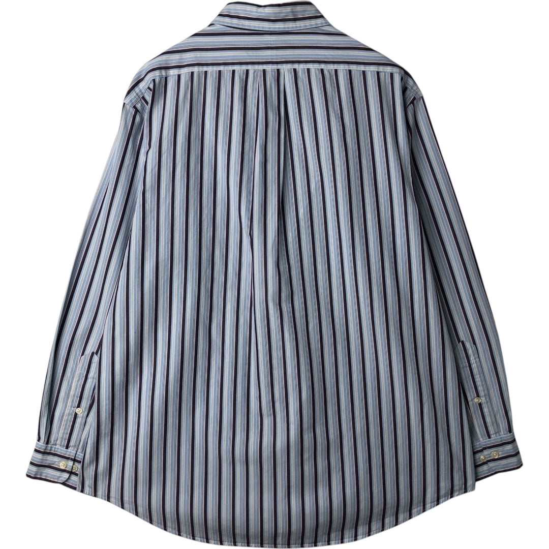 Ralph Lauren Custom Fit Multi-Stripe Long Sleeve Button-Down Striped Shirt, Men's XL cotton Blue type light blue Vintage Second Hand