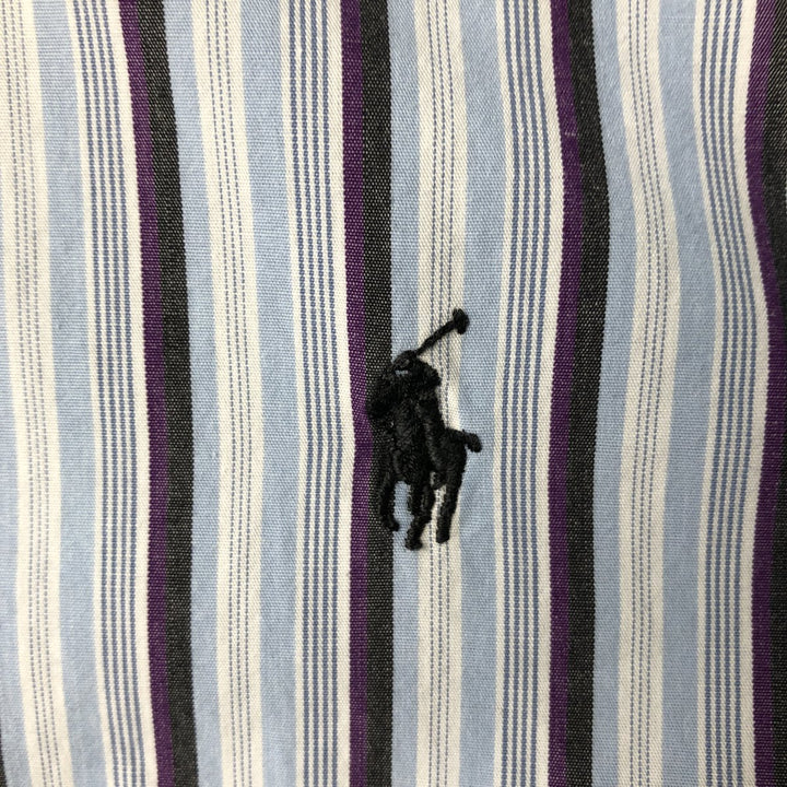 Ralph Lauren Custom Fit Multi-Stripe Long Sleeve Button-Down Striped Shirt, Men's XL cotton Blue type light blue Vintage Second Hand