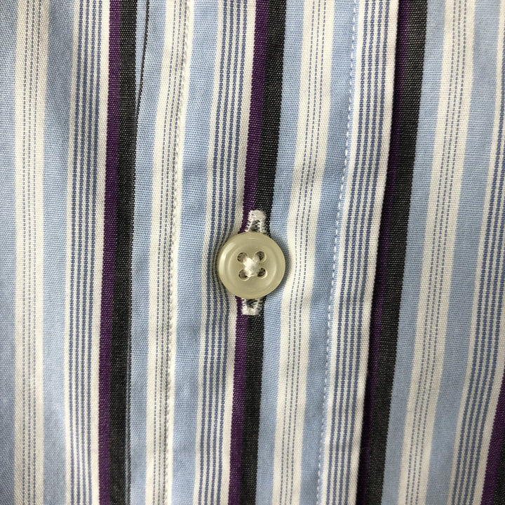 Ralph Lauren Custom Fit Multi-Stripe Long Sleeve Button-Down Striped Shirt, Men's XL cotton Blue type light blue Vintage Second Hand