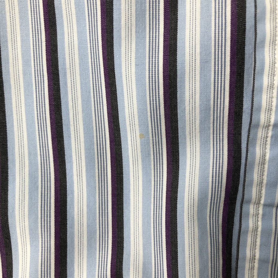 Ralph Lauren Custom Fit Multi-Stripe Long Sleeve Button-Down Striped Shirt, Men's XL cotton Blue type light blue Vintage Second Hand