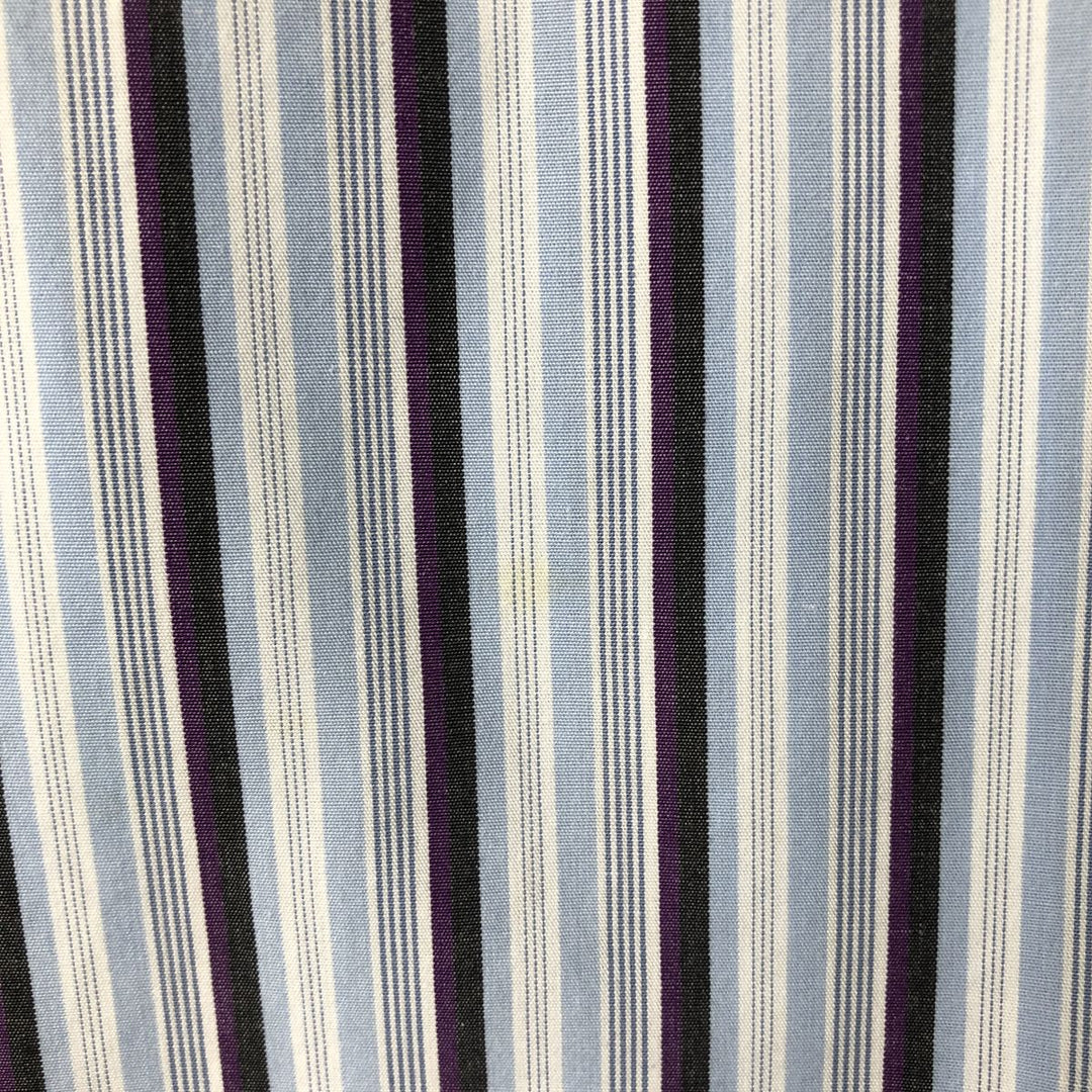 Ralph Lauren Custom Fit Multi-Stripe Long Sleeve Button-Down Striped Shirt, Men's XL cotton Blue type light blue Vintage Second Hand