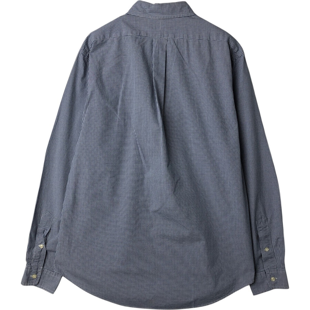 Ralph Lauren POLO by RALPH LAUREN CUSTOM FIT Gingham Check Long Sleeve Button-Down Check Shirt, Men's Size L (approx.) cotton blue type Vintage Second Hand