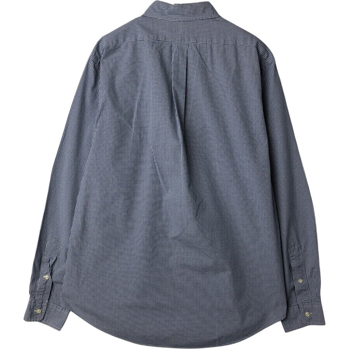 Ralph Lauren POLO by RALPH LAUREN CUSTOM FIT Gingham Check Long Sleeve Button-Down Check Shirt, Men's Size L (approx.) cotton blue type Vintage Second Hand