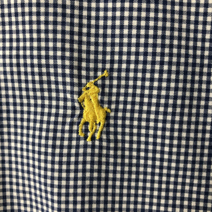 Ralph Lauren POLO by RALPH LAUREN CUSTOM FIT Gingham Check Long Sleeve Button-Down Check Shirt, Men's Size L (approx.) cotton blue type Vintage Second Hand