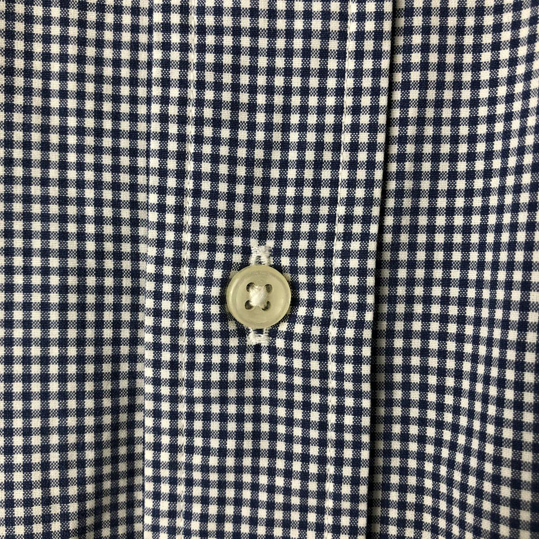 Ralph Lauren POLO by RALPH LAUREN CUSTOM FIT Gingham Check Long Sleeve Button-Down Check Shirt, Men's Size L (approx.) cotton blue type Vintage Second Hand