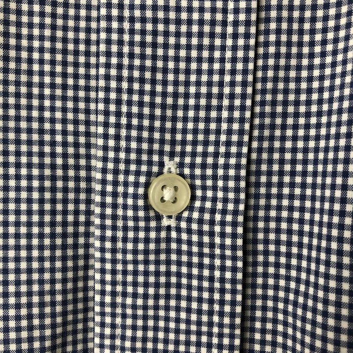 Ralph Lauren POLO by RALPH LAUREN CUSTOM FIT Gingham Check Long Sleeve Button-Down Check Shirt, Men's Size L (approx.) cotton blue type Vintage Second Hand