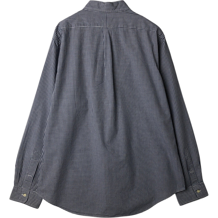 Ralph Lauren Gingham Check Long Sleeve Button-Down Check Shirt Men's XL cotton navy blue type Vintage Second Hand