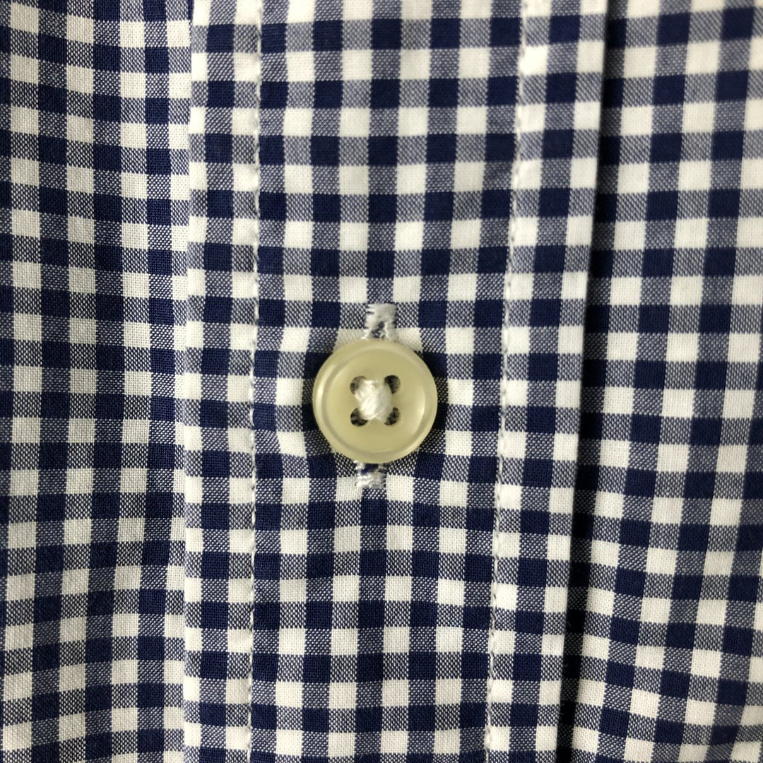 Ralph Lauren Gingham Check Long Sleeve Button-Down Check Shirt Men's XL cotton navy blue type Vintage Second Hand