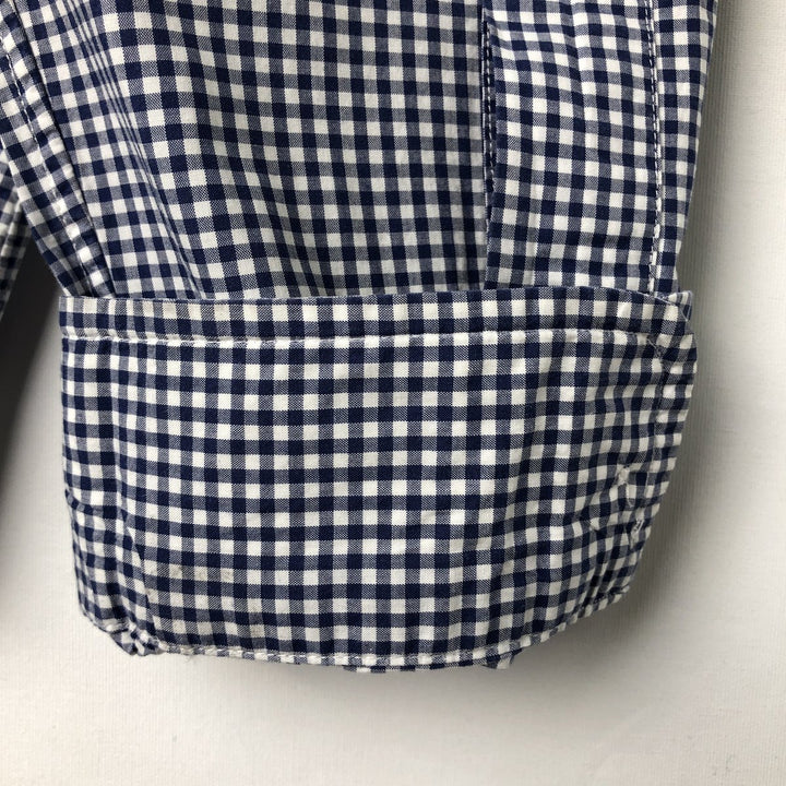 Ralph Lauren Gingham Check Long Sleeve Button-Down Check Shirt Men's XL cotton navy blue type Vintage Second Hand