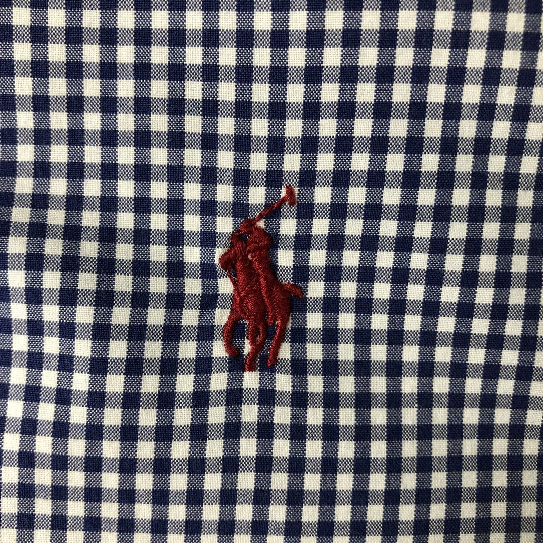 Ralph Lauren CUSTOM FIT Gingham Check Long Sleeve Button Down Check Shirt Men's L size cotton blue type Vintage Second Hand