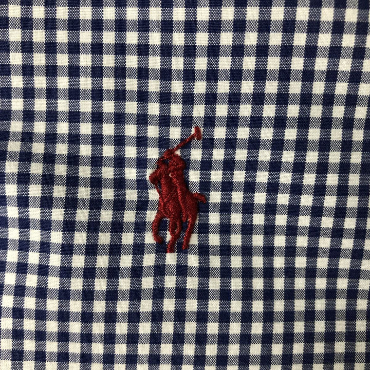 Ralph Lauren CUSTOM FIT Gingham Check Long Sleeve Button Down Check Shirt Men's L size cotton blue type Vintage Second Hand