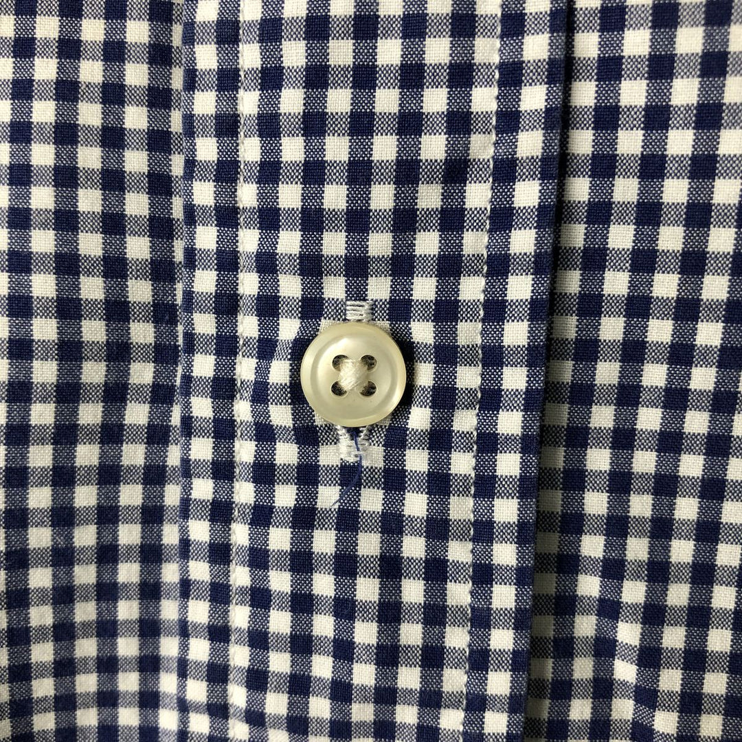 Ralph Lauren CUSTOM FIT Gingham Check Long Sleeve Button Down Check Shirt Men's L size cotton blue type Vintage Second Hand