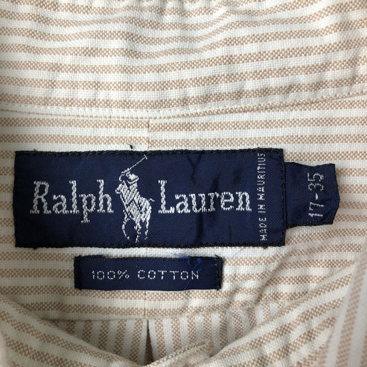 Ralph Lauren long sleeve button down striped shirt, men's XL size cotton white type Vintage Second Hand