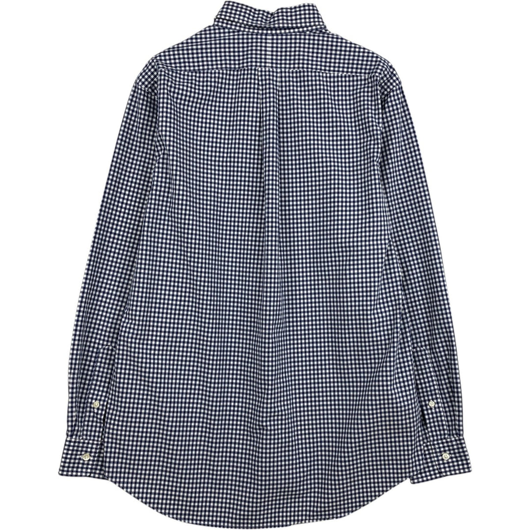 Ralph Lauren Classic Fit Gingham Check Long Sleeve Button Down Check Shirt Men's Size L cotton navy blue type Vintage Second Hand
