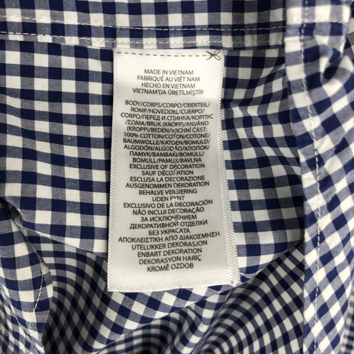 Ralph Lauren Classic Fit Gingham Check Long Sleeve Button Down Check Shirt Men's Size L cotton navy blue type Vintage Second Hand