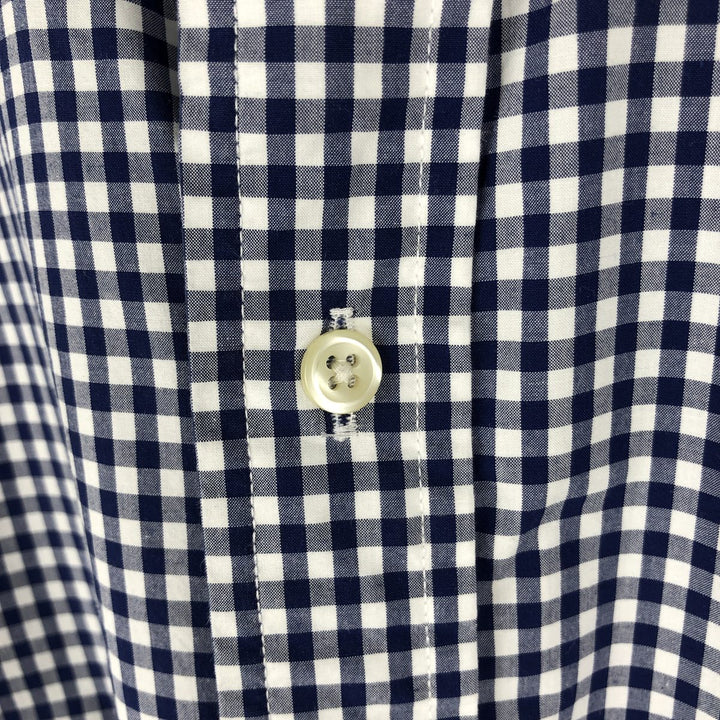 Ralph Lauren Classic Fit Gingham Check Long Sleeve Button Down Check Shirt Men's Size L cotton navy blue type Vintage Second Hand