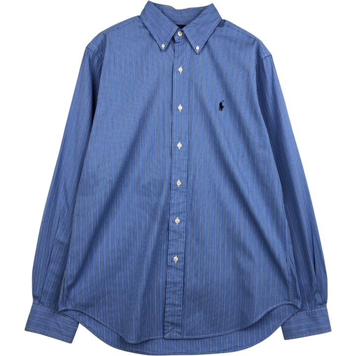 Ralph Lauren Classic Fit Long Sleeve Button Down Striped Shirt, Men's Size L cotton Blue type light blue Vintage Second Hand