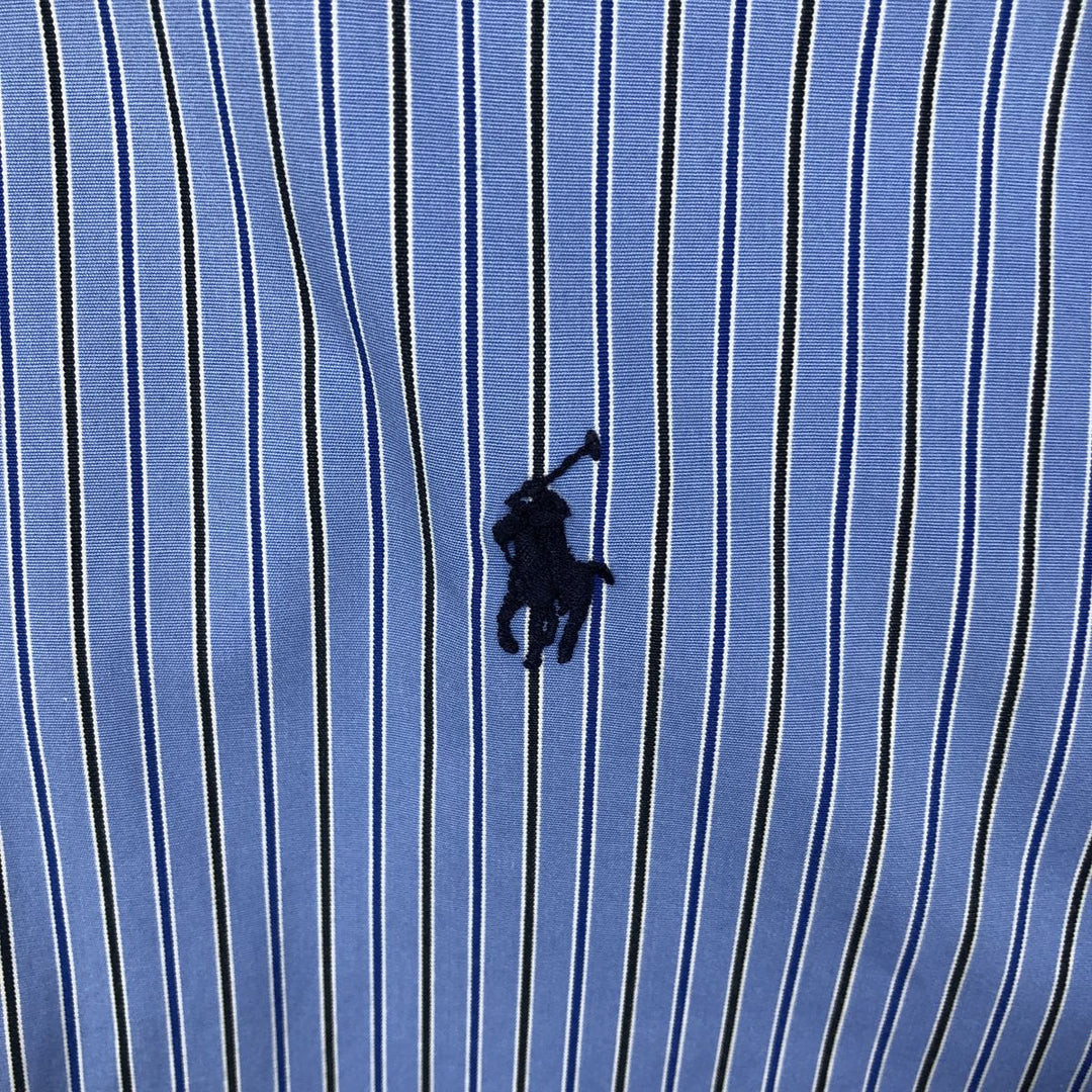 Ralph Lauren Classic Fit Long Sleeve Button Down Striped Shirt, Men's Size L cotton Blue type light blue Vintage Second Hand