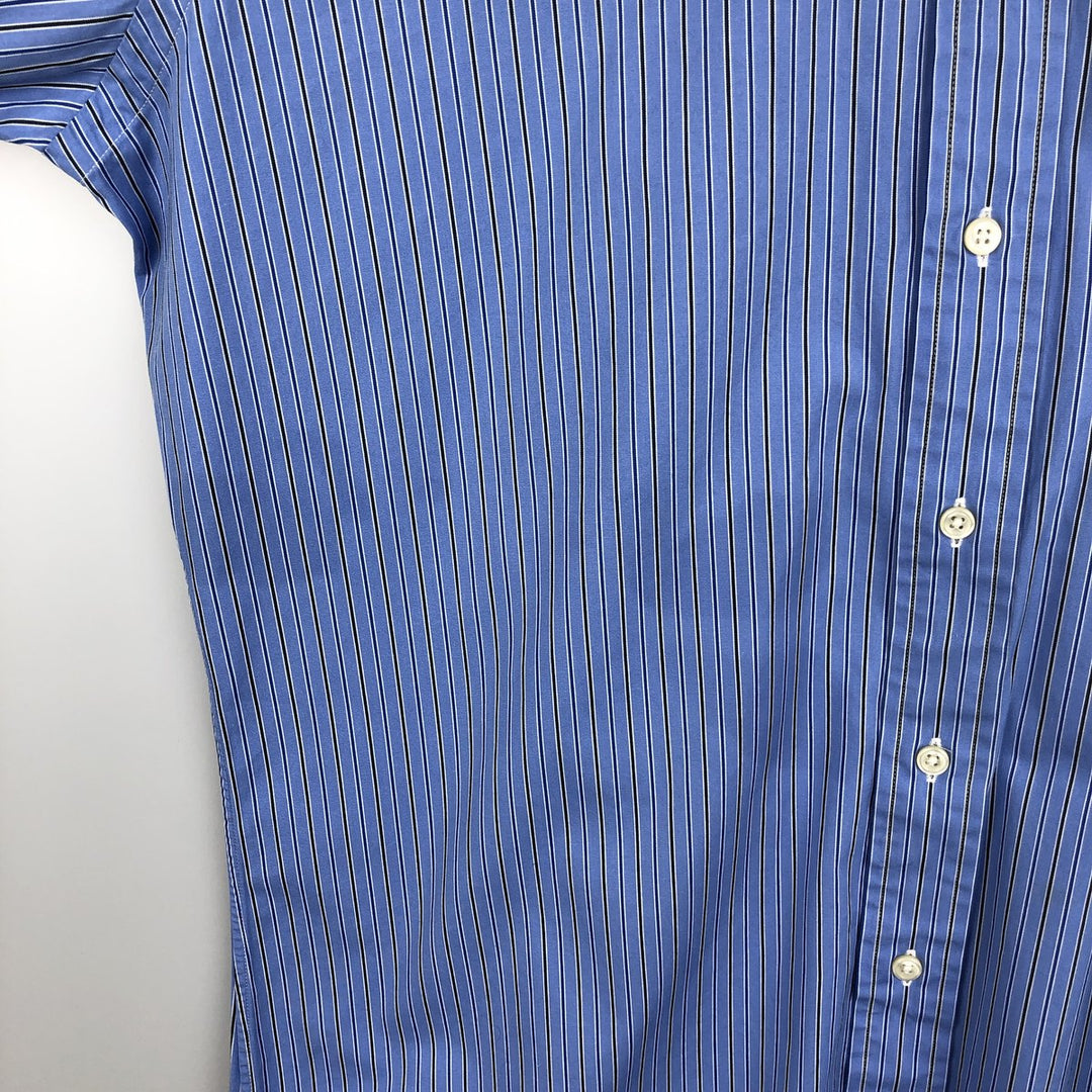 Ralph Lauren Classic Fit Long Sleeve Button Down Striped Shirt, Men's Size L cotton Blue type light blue Vintage Second Hand