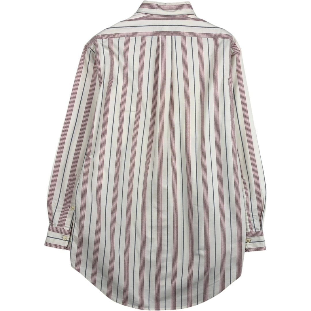 Ralph Lauren YARMOUTH Long Sleeve Button-Down Striped Shirt, Men's M Size cotton pale white type Vintage Second Hand