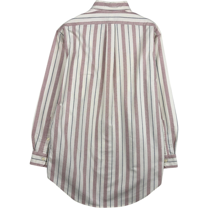 Ralph Lauren YARMOUTH Long Sleeve Button-Down Striped Shirt, Men's M Size cotton pale white type Vintage Second Hand