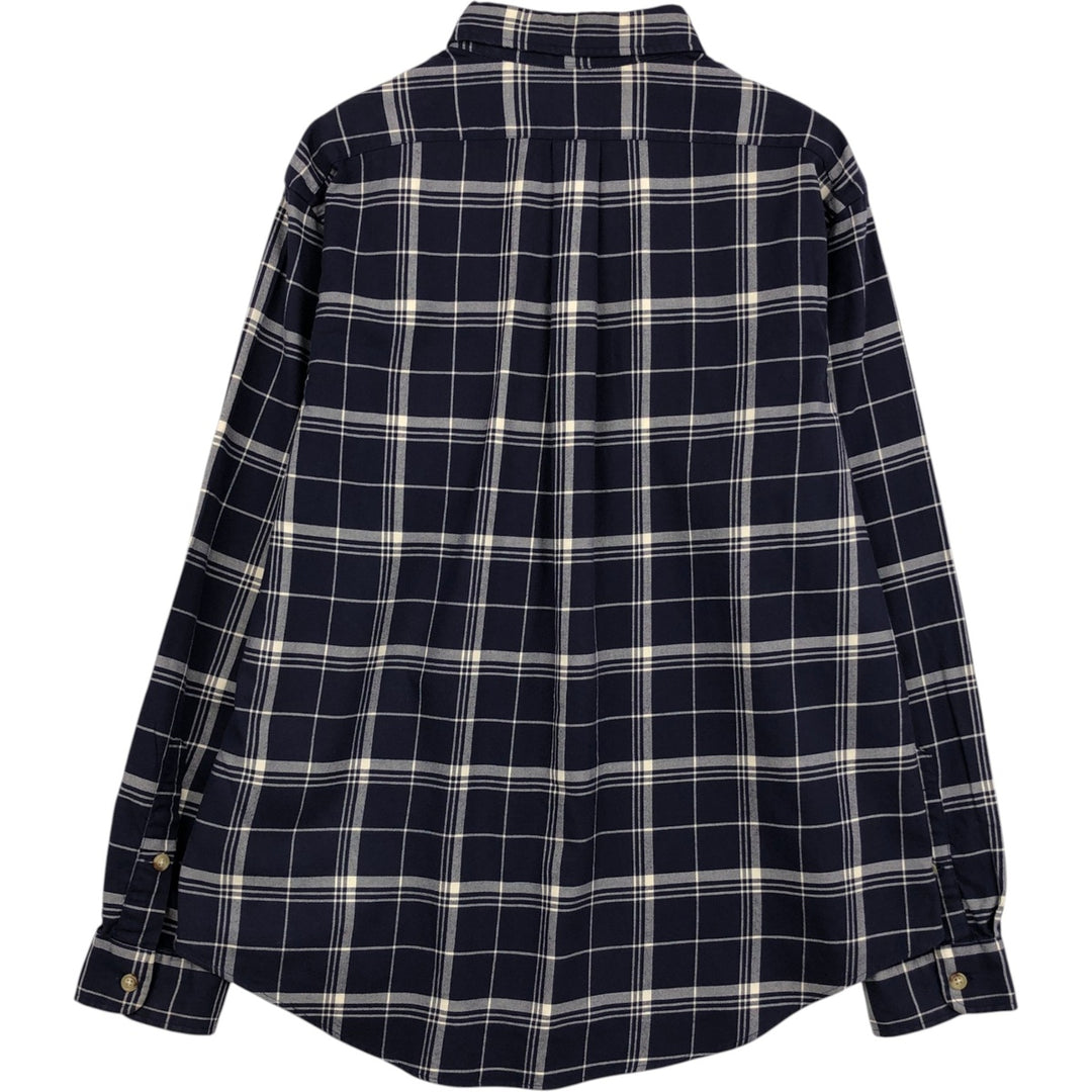 Ralph Lauren POLO by Ralph Lauren long sleeve cotton check shirt, men's XL size cotton navy blue type Vintage Second Hand