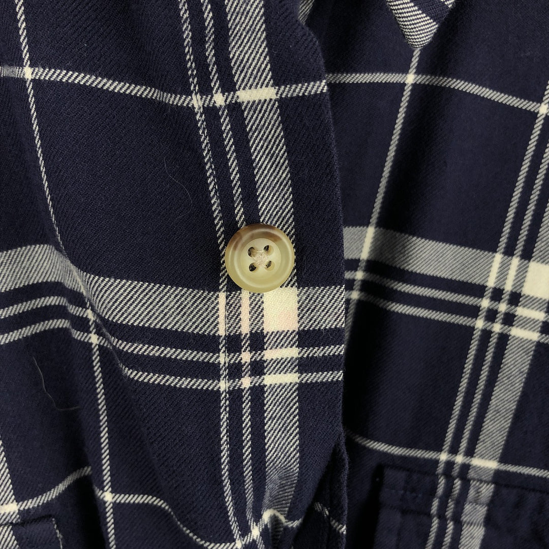 Ralph Lauren POLO by Ralph Lauren long sleeve cotton check shirt, men's XL size cotton navy blue type Vintage Second Hand